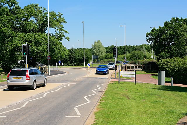 Approaching the roundabout at Whiteley Outlet Village on Whiteley Way